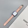 Cintura Delgada Bloques de Color Patrón de Lichi Correa de Cuero Adecuado para Apple Watch iWatch 12ª Generación 11/10Se