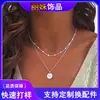 Collares Europeos y Americanos Populares de Múltiples Capas, Nuevos Collares de Doble Cadena con Medallas de Nombre, Joyería para Niñas, Regalos para Fiestas Navideñas