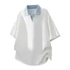Estilo Novo de Verão Estilo Americano Old Money Gola Lapela Manga Curta Marca Tendência Design Patchwork Casual Camisa Polo Masculina Camiseta Manga Curta
