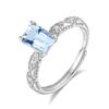 Anillo de Cristal para Mujer, Anillo de Piedra Natural Biselado Rectangular de 5.7, Plata de Ley 925, Lujo Ligero, Sensación de Alta Gama, Joyería de Mano, Exclusivamente para Ventas Transfronterizas