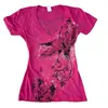 Camiseta de Verano Transfronteriza Estilo Nuevo Europeo y Americano para Mujer Y2K Ajustada con Estampado, Top Rosa Retro de Moda con Cuello Insv al por Mayor