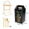 Juego de Cubiertos de Acero Inoxidable de 24 Piezas Set de Regalo en Caja con Cuatro Piezas Principales: Cuchillo, Tenedor, Cuchara, Mango de Cerámica, Vajilla de Hotel Estilo Nórdico