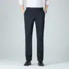 Pantalones de verano finos de seda helada para hombre, casual de negocios, rectos, corte slim, resistentes a las arrugas, elásticos, versátiles