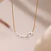 Design de Pingente Omega High Glow Corrente para Clavícula Nicho Colar de Pérolas Novo Acessórios de Colar em Aço Inoxidável
