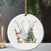 Nueva decoración navideña transfronteriza: Colgante acrílico 2D con letra y diseño de ciervo para árbol de Navidad y decoración navideña del hogar