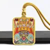 Pingente Thangka Pintado à Mão com Incrustação de Ouro Estilo Xizang com Caixa Gahu, Colar Thangka de Liga Metálica Zaki Lhamo Vida Passada e Presente