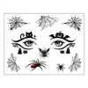 Pegatinas de tatuaje de araña de Halloween al por mayor transfronterizas, pegatinas de tatuaje temporal de araña realista de terror para fiestas