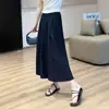 Elegante saia-calça de 8 pontos, calças de perna larga frescas e arejadas, tecido misto, calças femininas de verão 2026, novo H070801