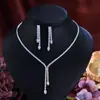 Brillante Collar de Diamantes Pendientes Novia Joyería de Boda Cadena de Garra de Moda Accesorios para Vestido de Banquete de Recién Casados Venta Directa de Fábrica