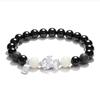 Pulsera de jade blanco Bodhi de plata S999 con diseño de bestia devoradora de oro y cobre, pulsera de cristal rosa de la marca Fortune, pulsera de ónix negro para pareja