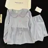 Cardigan de Algodão Nuvem Pijama Fofo com Gola de Boneca para Mulheres Primavera e Outono Manga Longa Doce Estilo Princesa Tamanho Plus Conjunto de Roupa para Casa