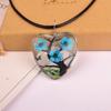 Collar Narciso Corazón del Bosque Vidrio Corazón Durazno Espécimen de Flor Real Gema del Tiempo Flor de Durazno Flor de Cerezo Joyería Cristal