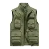 Chaleco deportivo casual de exterior para hombre para primavera y otoño, disponible en tallas grandes, con corte holgado, forro de malla y múltiples bolsillos para gran capacidad de almacenamiento