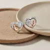 Pendientes de Plata de Ley S925 con Diseño de Gato y Corazón Lindos, Transfronterizos Europeos y Americanos para Mujer, Pendientes de Moda de Nicho de Gama Alta con Incrustaciones de Circonita