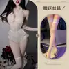 Lencería Coqueta con Sexy Escote en V Profundo, Encaje Suave, Transparente, Insertable, Tirantes Cruzados, Body Apasionado de Entrepierna Abierta Qqny