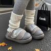 Zapatos Mocasines Cómodos de Invierno para Mujer Estilo Japonés, Forro de Felpa, Cierre de Velcro, Punta Redonda, Ligeros, Casuales, Tenis para Exteriores