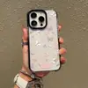 Capa Protetora Coração de Amor Borboleta Rosa Suave para Apple 18Promax Borda Preta TPU Transparente Anti-Queda Capa de Celular