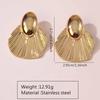 Pendientes de Hojas de Acero Inoxidable Chapados en Oro Estilo INS Moda Pendientes Distintivos de Hojas de Acero Inoxidable Pendientes Europeos y Americanos