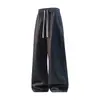 Pantalones de Chándal Casuales de Pierna Recta con Estampado de Mezclilla Sintética para Hombre, Primavera Exterior para Ir al Trabajo, Corte Holgado, Pantalones Jogger Versátiles