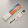 Colher de Gelo Cristal de Titânio Puro com Cabo Longo, Colher para Mexer Café Estilo Coreano, Colher de Gelo, Colher de Sobremesa com Cabo Estendido