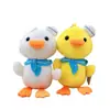 Lindo Bufanda Azul Marino Pato Peluche Colgante Llavero Decoración para Bolso de Pareja Muñeca Juguete Pequeño Juguete de Peluche