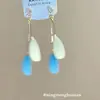 Pendientes de cadena de amor de verano coloridos de dopamina para mujer, diseño de clip para oreja, personalidad, dulce, fresco, temperamento, pendientes largos versátiles