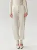 Pantalones cómodos de corte relajado: pantalones de punto de cachemira para mujer con cintura elástica, cordón, diseño estilo linterna y perneras cónicas