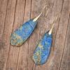Nuevos pendientes de lapislázuli de forma afilada, populares en Amazon Wish, pendientes de joyería de moda europea y americana.
