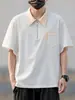 Camisa Polo de Manga Corta para Hombre con Bolsillo Estilo Americano, Camiseta de Verano de Alta Moda con Bloques de Color y Cuello Solapa, Camiseta de Manga Corta con Media Cremallera de Marca de Tendencia