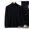 Suéter de cachemir 100% puro de cuello alto para hombre, camiseta básica de punto para otoño e invierno, jersey de manga larga, suéter de lana holgado y cálido