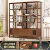 Estantería Antigua de Bambú Estilo Chino Nuevo para Exhibición de Juegos de Té y Productos de Té, Estantería para Sala de Estar, Gabinete de Ornamentos Antiguos