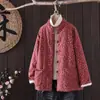 Chaqueta Pequeña Acolchada de Algodón con Flores Estilo Chino para Mujer, Abrigo Corto de Invierno Espeso, Traje Tang de Botones Cruzados Estilo Chino con una Chaqueta Acolchada Estilo Occidental