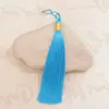 12cm cerrado hilo dorado Seda de Hielo Borla DIY hecho a mano hanfu cheongsam solapa de presión borla colgante adornos para oreja
