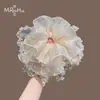 Super Fada Francês Elegante e Gentil Elástico de Cabelo com Renda de Pérolas, Faixa de Cabeça de Alta Elasticidade na Moda e Versátil para Prender o Cabelo na Parte de Trás da Cabeça