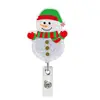 Porta-credencial de muñeco de nieve médico retráctil hebilla de árbol de Navidad con purpurina nuevo estilo navideño alce fácil rollo