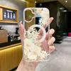 Estilo Novo Transfronteiriço Elegante Floral Magnético Transparente Maçã 17Pm Buraco Grande Anti-Queda Adequado para Capa de Celular Iphone16