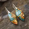 Nuevos pendientes colgantes de hojas de piedra natural bohemios europeos y americanos de moda, joyería retro de estación independiente transfronteriza.