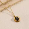 Collar Maillard Retro Diseño Oval Piedra Ojo de Tigre Colorida Joyería de Alta Gama para Mujer Collar de Acero de Titanio Antidesvanecimiento