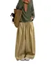 Pantalones de pierna ancha curvados color marrón Maillard para mujer otoño 2026 nuevos de cintura alta estilo coreano con drapeado estilo perezoso para petite