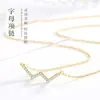 S925 Colar de Prata Esterlina Estilo Coreano Feminino Diamante W Letra Strass Pingente Conjunto Cadeia Clavícula Cadeia para Presente de Aniversário do Amante