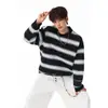 Nueva Sudadera Rayada de Alta Calidad 400g Otoño/Invierno 2026, Corte Holgado, Tallas Grandes, Chaqueta para Adolescentes, Sensación de Lujo