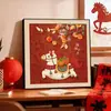 Pintura Decorativa Personalizada de Caqui Ano do Cavalo Auspicioso para Sala de Estar, Pintura de Exibição de Ano Novo para Sala de Jantar, Pintura de Parede de Alta Qualidade