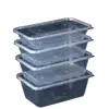 Caixa de Almoço Descartável Espessa com Tampa, Caixa de Embalagem para Viagem Resistente a Altas Temperaturas, Caixa para Arroz e Macarrão Atacado, Retangular para Uso Doméstico