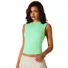 Chaleco de Color Sólido sin Mangas Simple Transfronterizo Europeo y Americano para Mujer, Verano Ajustado Versátil Estilo Básico Sexy Dulce y Picante Top