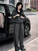 Conjunto de Sudadera con Capucha y Tres Rayas Estilo Coreano para Mujer, Otoño Holgado Reductor de Edad Adelgazante Casual Deportivo Pantalones de Pierna Ancha Conjunto de Dos Piezas