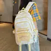 Serie Gradiente Bruma de Leche, Mochila Chica Dulce Azul Transparente Estrellada, Mochila de Alto Aspecto con Múltiples Compartimentos para Estudiantes de Secundaria y Preparatoria