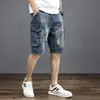 Calças de cinco pontos Verão Na Moda Slim-fit Skinny Pé Lavado Juventude Popular Novo Cintura Média Dos Homens Não-elástico All-match Jeans Na moda
