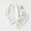Conjunto de Gaze para Bebê Roupas de Casa para Bebê Manga Longa Top de Fibra de Bambu Calça Roupas de Verão com Ar Condicionado para Crianças Meninos Meninas