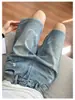 Pantalones Cortos de Mezclilla Finos Estilo Americano Súper Populares con Salpicaduras de Tinta para Mujer, Nuevos de Verano 2026 Lavados Vintage Rectos de Pierna Ancha de Longitud Media