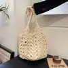 Bolso de Hombro Tejido Nuevo y Sencillo Estilo Vacacional para Mujer, Bolso de Paja Calado de Verano, Bolso Tote Versátil de Moda, Bolso de Mano